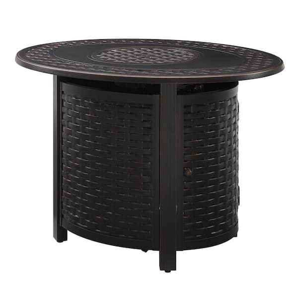 Fire Sense 31.5 in. x 24.5 in. Oval Aluminum Davis Liquid Propane Fire Pit Kit in Antique Bronze