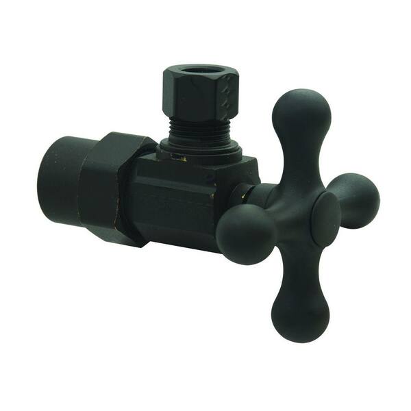 BrassCraft 1/2 in. CPVC Inlet x 3/8 in. Comp Outlet 1/4-Turn Angle Valve with Cross Handle in Oil Rubbed Bronze