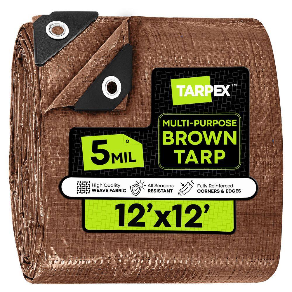 5 Mil Poly Tarp 12 ft. x 12 ft. Plastic Weather-Resistant Multi-Purpose Brown Cover price history on PriceWatchPro
