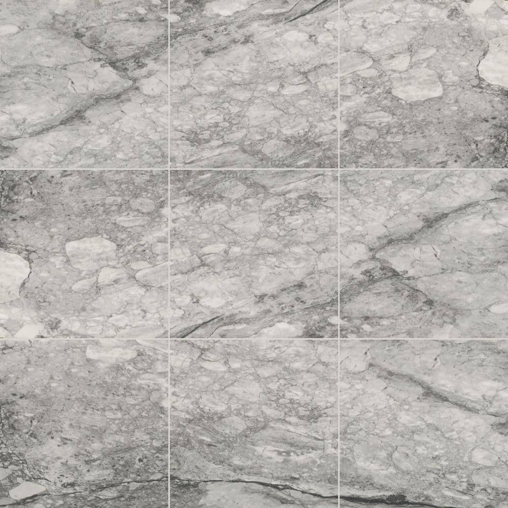 Leonardo Onda Gray 24x24 Polished Porcelain Marble Look Tile