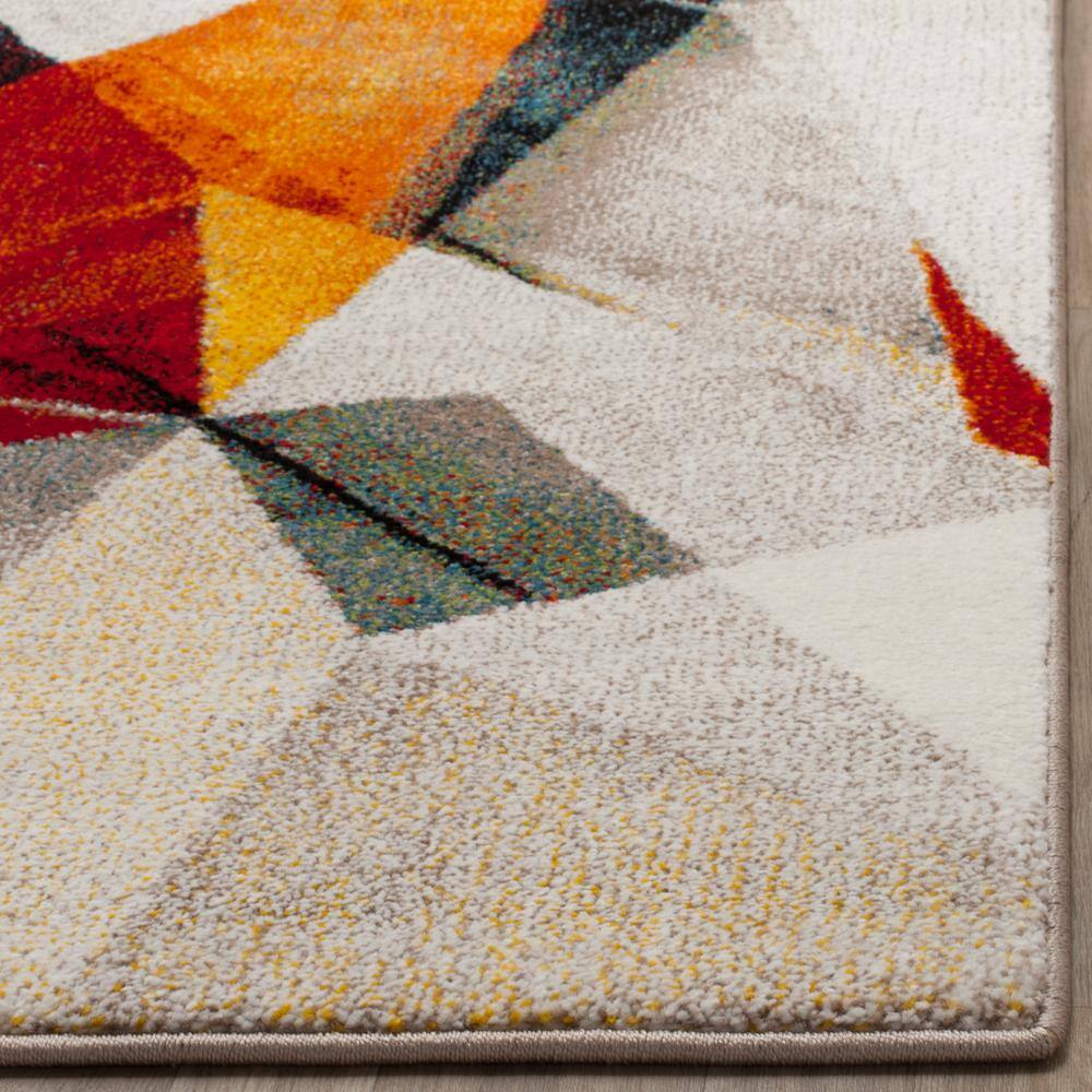 Porcello Light Grey and Orange Floral Synthetic Area Rug
