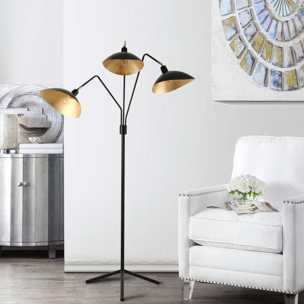 Adjustable Tripod 69.5" Black & Gold Floor Lamp