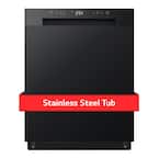 24 in. Black Front Control Dishwasher with Stainless Steel Tub and SenseClean