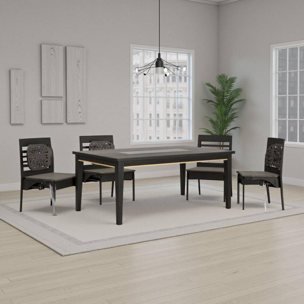 Yada Modern and Contemporary Espresso Brown and Clear Wood 30 in. 4-Legs Base Dining Table Seats 6 price history on PriceWatchPro