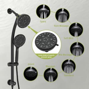 Dual Shower Head 7-Spray Shower Faucet with 4.7 in. Handheld Combo 1.8 GPM Shower Head in Matte Black