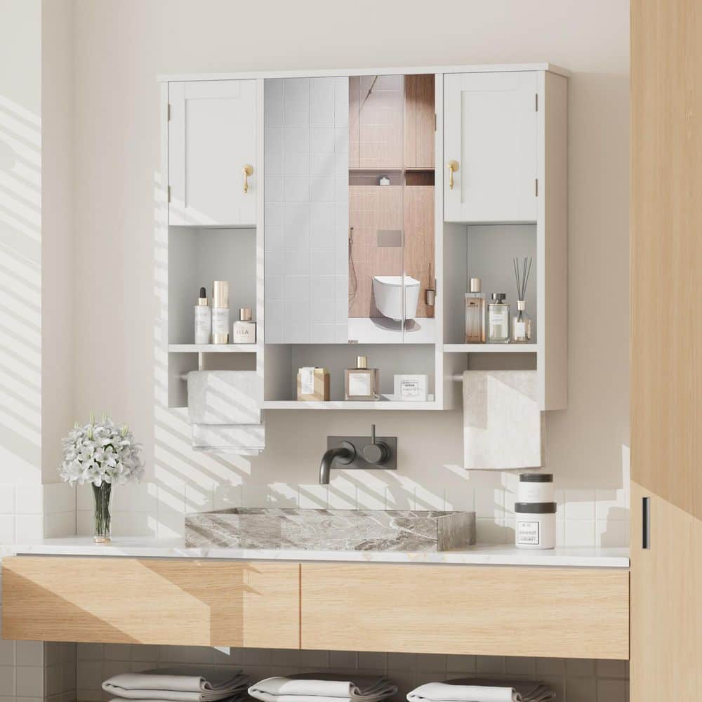 VECELO Bathroom Cabinet White 28.9 in. Accent Cabinet Office