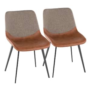 Outlaw Industrial 2-Tone Chair in Espresso Faux Leather and Brown Fabric (Set of 2)
