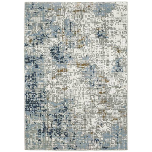 AVERLEY HOME Emory Blue Doormat 3 ft. x 5 ft. Abstract Geometric Polypropylene Polyester Blend Indoor Area Rug