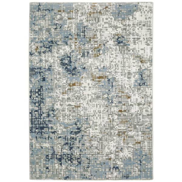 Emory Blue/Ivory 10 ft. x 13 ft. Abstract Geometric Polypropylene Polyester Blend Indoor Area Rug