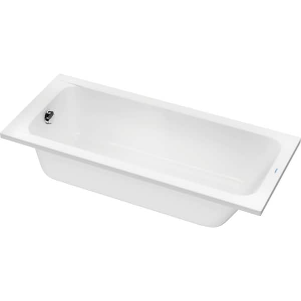 Duravit D-Code 63 in. Acrylic Rectangular Drop-In Non-Whirlpool Bathtub in White