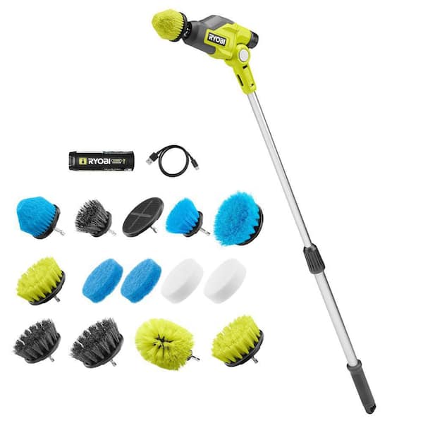 RYOBI USB Lithium Telescoping Power Scrubber Kit with 2Ah Battery