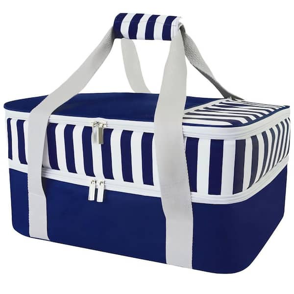 1-Piece Expandable Casserole Carrier Bag, Insulated Casserole Carrier for Hot or Cold Food, Blue