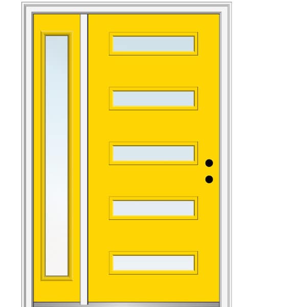 MMI Door 53 in. x 81.75 in. Davina Low-E Glass Left-Hand 5-Lite Modern Painted Fiberglass Smooth Prehung Front Door with Sidelite