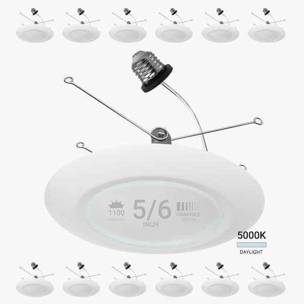 NuWatt 5/6 in. 5000K Daylight Remodel 15-Watt Retrofit Disk Light E26 Base Integrated LED Recessed Lighting Kit (12-Pack)