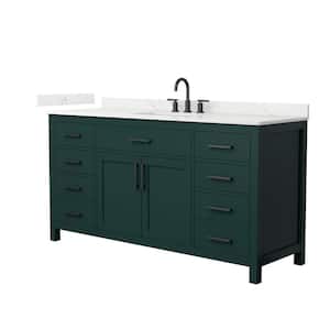 Beckett 66 in. Single Freestanding Green Bath Vanity with Giotto Quartz Top