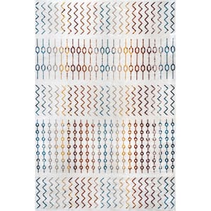 Roma Machine Washable Tribal Beige 6 ft. 7 in. x 9 ft. Area Rug