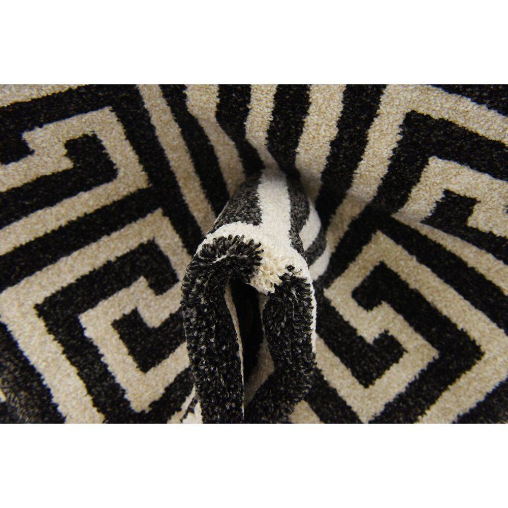 Athens Black and Beige Geometric Runner Rug