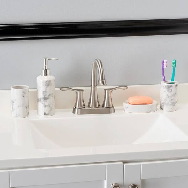 Modern 4 Piece White Ceramic Bathroom Accessories Set