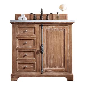 Providence 36 in. Wx 23.5 in. D x 34.3 in. H Single Vanity in Driftwood with Solid Surface Top in Arctic Fall