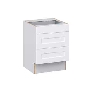 Wallace Painted Warm White Shaker Assembled 24 in.W x 32.5 in.H x 23.75 in.D ADA 3 Drawers Base Kitchen Cabinet