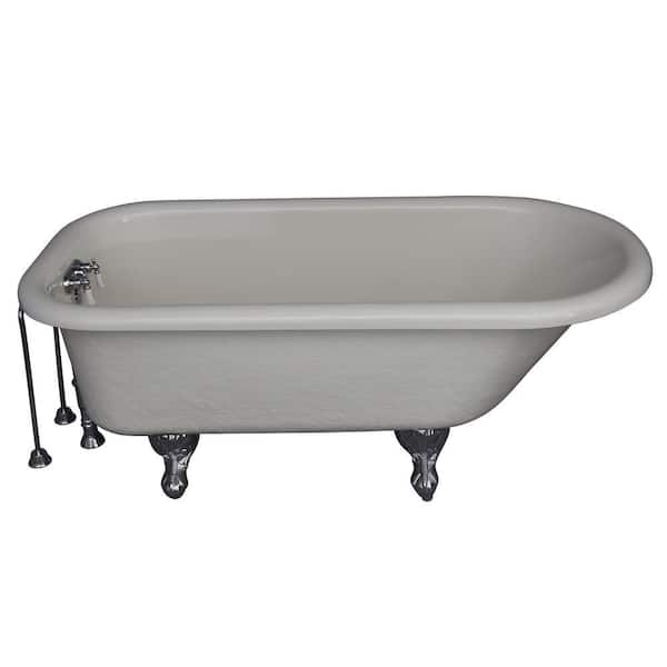 Barclay Products 5 ft. Acrylic Ball and Claw Feet Roll Top Tub in Bisque with Polished Chrome Accessories
