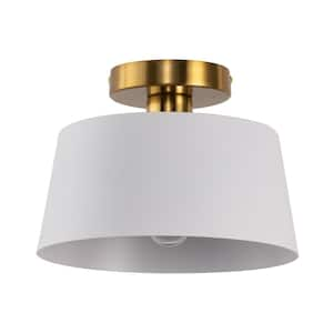 10 in. 1-Light White Bell Semi-Flush Mount for Foyer, Kitchen, E26 Base (2-Pack)