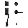 Kwikset Hawthorne Single Cylinder Door Handleset w/Trafford Handle featuring SmartKey Security in Matte Black 800HEXTDL 514 SMT CP