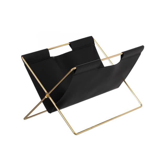 FABULAXE 9 in. Black Foldable Magazine Rack, Book Basket, File Holder for Living Rooms and Home Offices magazines and newspaper