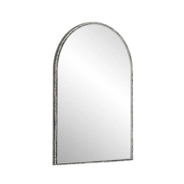 Silver 24.02 in W x 35.83 in. H Retro Arch Iron Framed Mirror for LivingRoom, Bedroom, Entryway