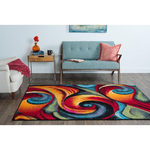 Symphony Abstract Multi-Color 9 ft. x 12 ft. Indoor Area Rug