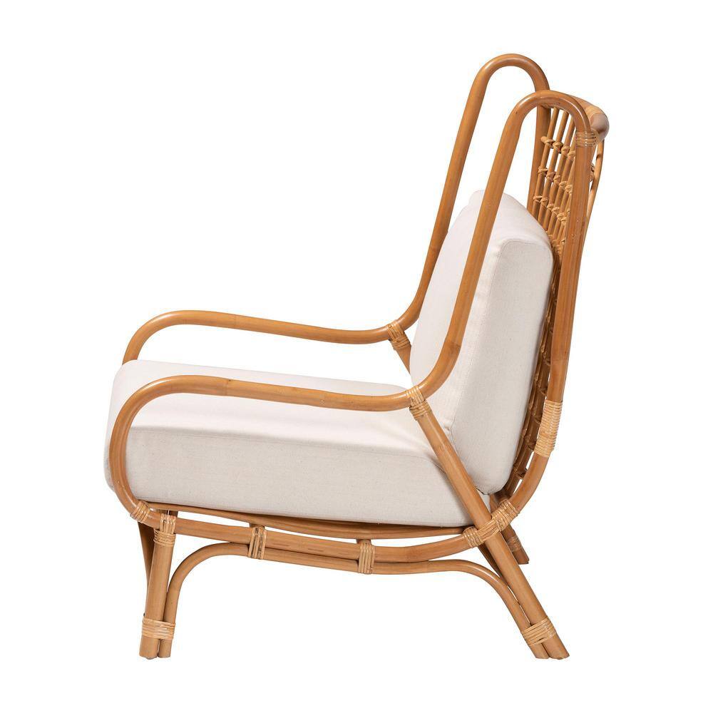 Helina White Geometric Rattan Accent Chair