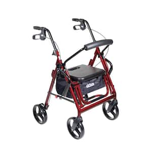 Duet Dual Function Transport Wheelchair Rollator Rolling Walker, Burgundy