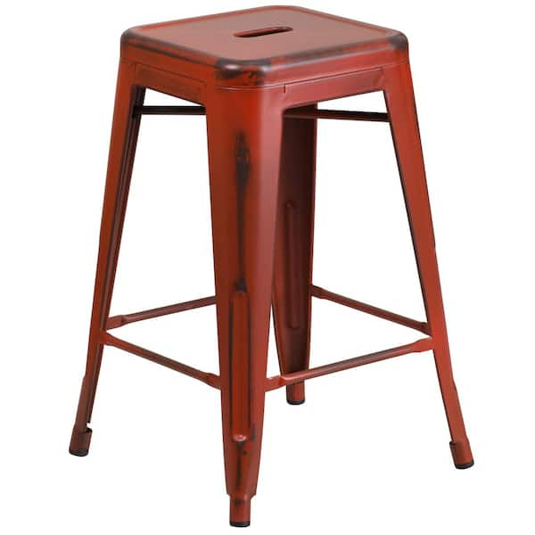 red distressed bar stools