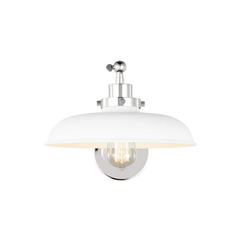 Wellfleet 11 in. W x 8.75 in. H 1-Light Matte White/Polished Nickel Single Arm Wide Task Wall Sconce with Steel Shade price history on PriceWatchPro
