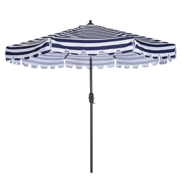 Unbranded 9 ft. Outdoor Patio Umbrella in Blue 8 Sturdy Ribs with Push Button Tilt and Crank (No Umbrella Base)