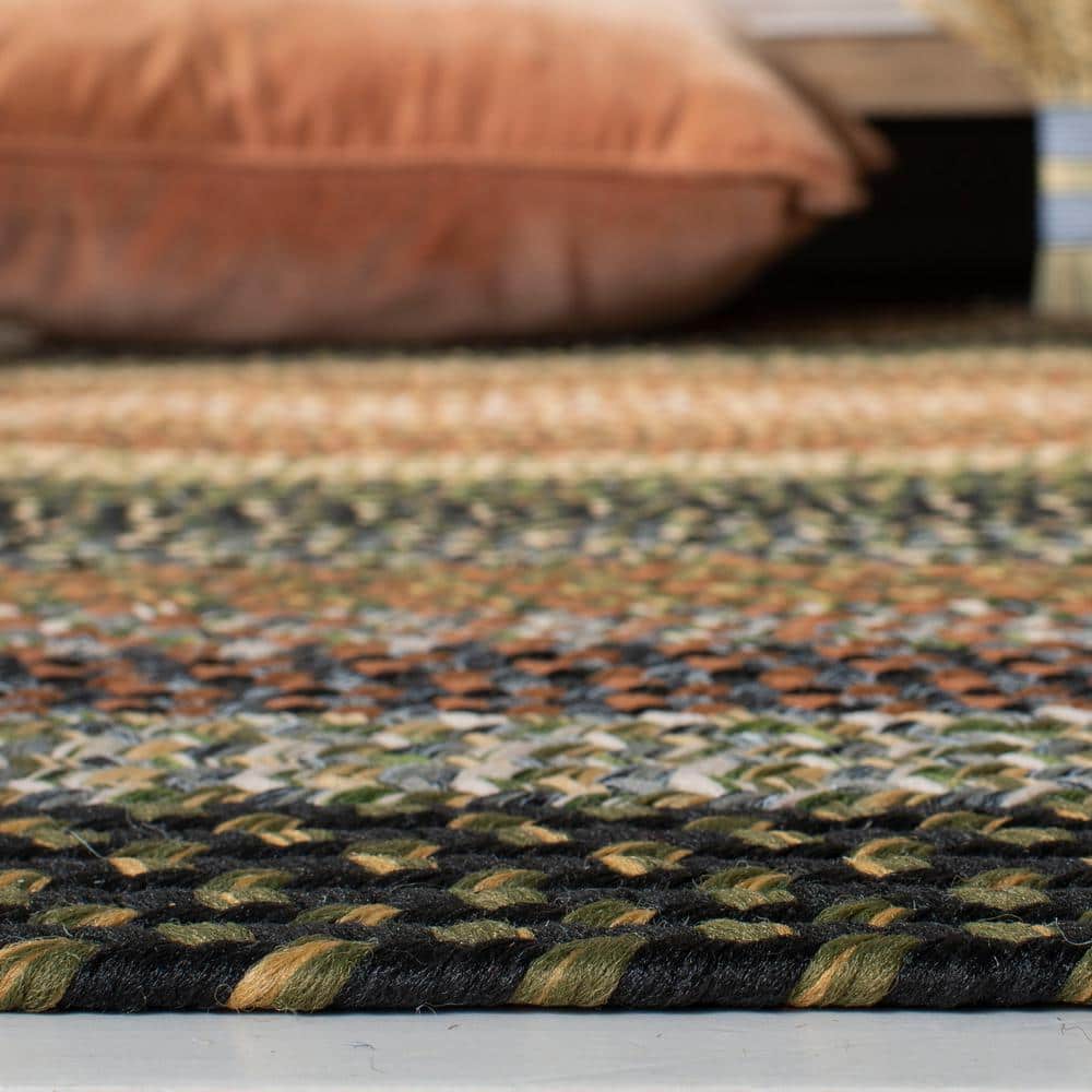 Coastal Charm Blue Square Braided 9' Synthetic Area Rug