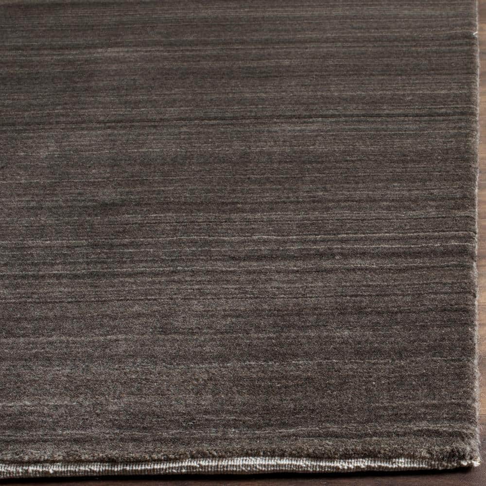 Charcoal Hand-Knotted Wool Rectangular Area Rug - 27in x 4in