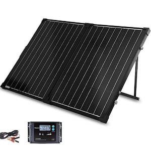 100-Watt Portable Solar Panel with Waterproof 20A Charger Controller, Solar Suitcase and Kickstand for Power Station