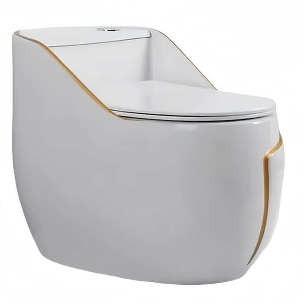 12 in. Rough In 1-Piece Toilet 1.45 Gal. GPF Elongated Comfort Height Toilet in White Seat Included