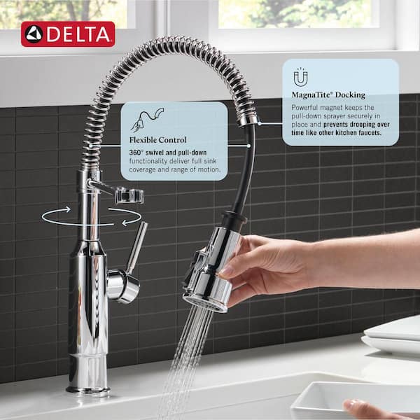 Delta Theodora Single-Handle Pull-Down Sprayer Kitchen Faucet with