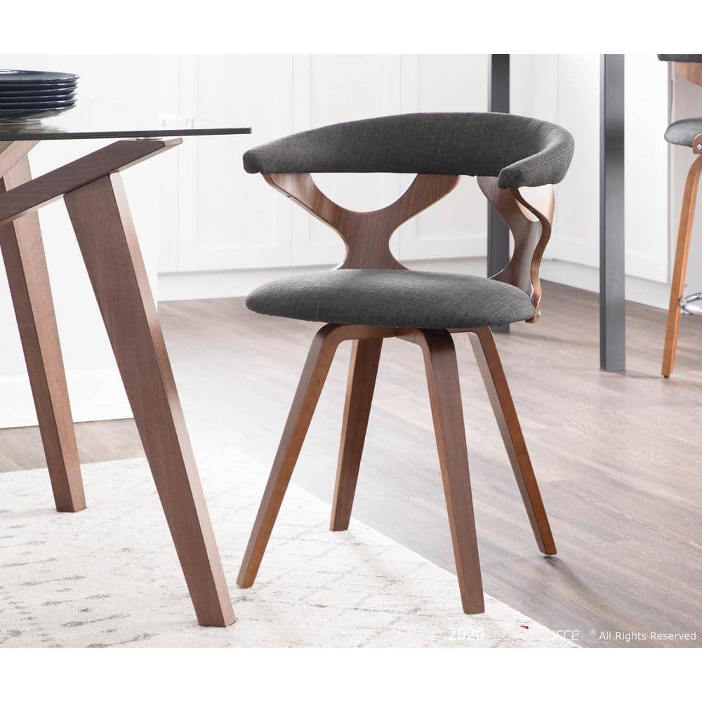 Charcoal Velvet Upholstered Swivel Side Chair with Wood Legs
