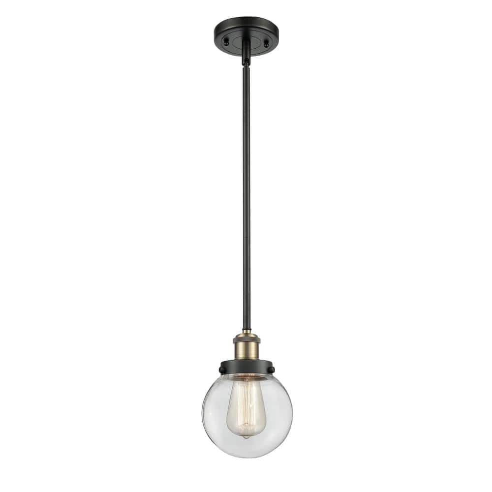 Black Antique Brass Mini Pendant with Clear Glass Globe