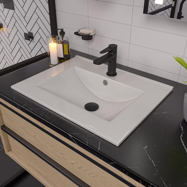 ALFI BRAND 23.63 in. Drop-in Bathroom Sink in White