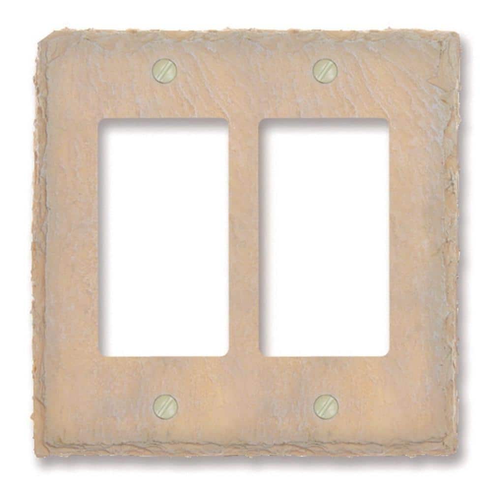 Almond Faux Slate Double Rocker Resin Wallplate