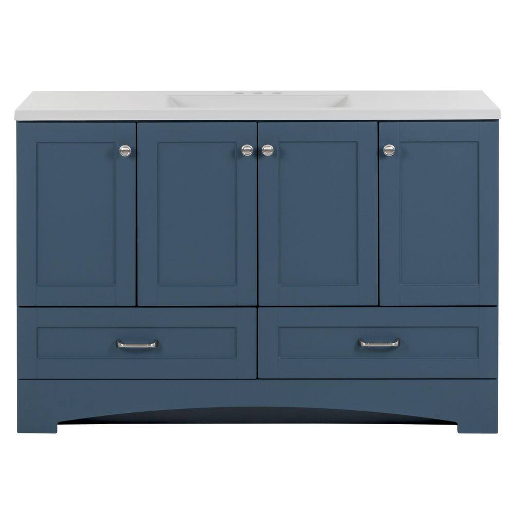 Glacier Bay Lancaster 48 in. W x 19 in. D x 33 in. H Single Sink Bath Vanity in Admiral Blue with White Cultured Marble Top -  B48X20327