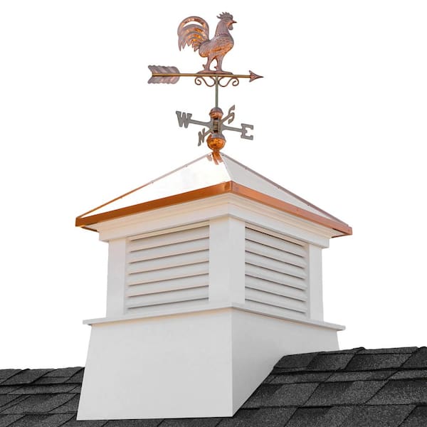 Good Directions Manchester 30 in. x 30 in. x 67 in. H Square Vinyl Cupola with Rooster Weathervane