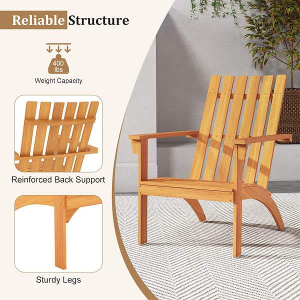 HONEY JOY Outdoor Adirondack Chair Solid Acacia Wood Fire Pit