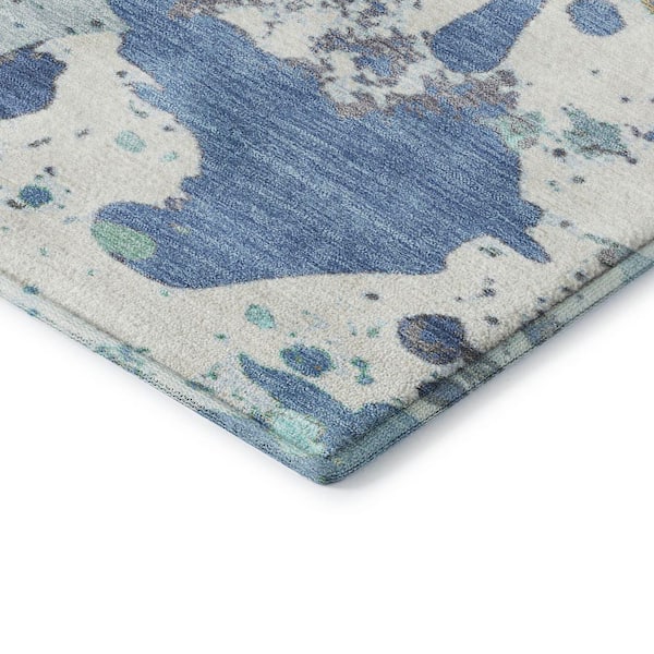 Mayfield Premium Machine Washable Abstract AMF2217 Denim 9 ft. x 12 ft. Area Rug