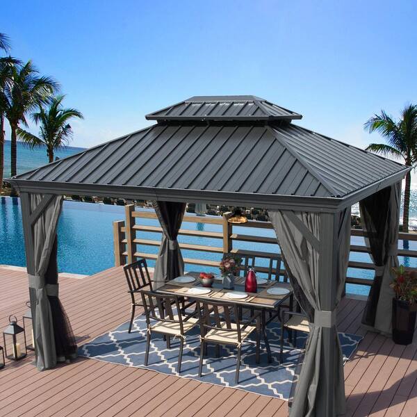 Aluminum Gray Hardtop Gazebo 