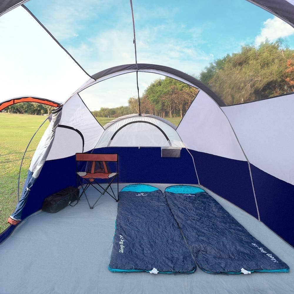 Blue 6-Person-Camping- Tents Waterproof Windproof Family Tent Top Rainfly, 